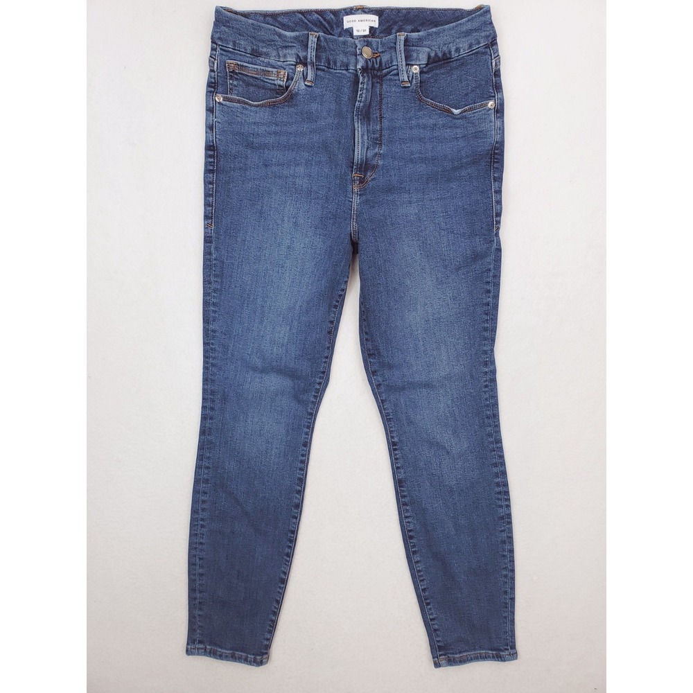 Good American Jeans‎ Womens 12 Blue Good Legs Crop Skinny Stretch Denim Pants